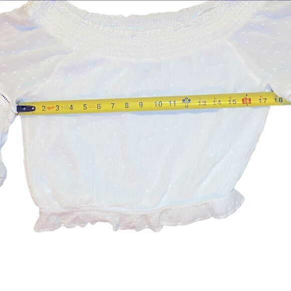 LULUS Prairie Flowy Off the Shoulder White Flared Sleeve Top Size Small - Picture 8 of 10